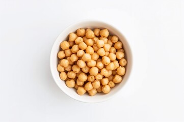 Chickpeas cooked and served in a white bowl