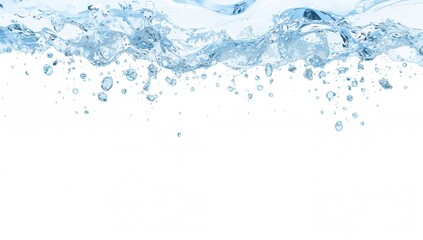 Air and water bubbles floating against a white backdrop with space to add text