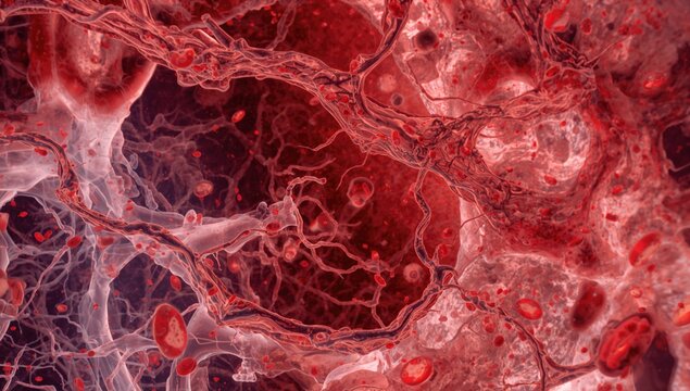 Microscopic observation of tiny blood vessels containing red cells