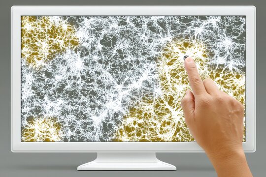 Engaging with a dynamic digital interface showcasing neural connections illuminated with vibrant patterns and intricate textures reflecting advanced computational neuroscience concepts