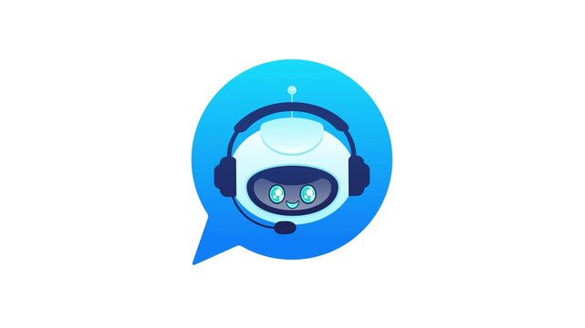 Chatbot animation with and without headphones on white and green screen background