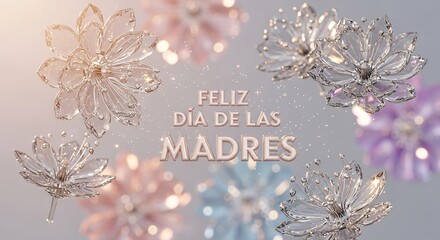 Romantic Floral Background with “Feliz Día de las Madres” Message