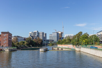 Die Oder in Breslau, Polen