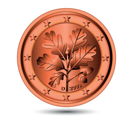 Eurocoin 1 cent Germany. Obverse coin.