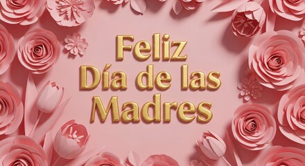Romantic Floral Background with “Feliz Día de las Madres” Message