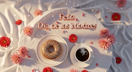 Romantic Floral Background with “Feliz Día de las Madres” Message