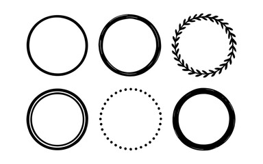 Elegant circular frame collection featuring minimalist and hand-drawn designs