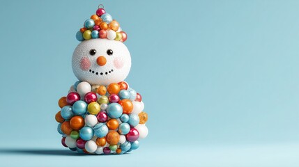 A Colorful Snowman Created Using Candy Balls Perfect for Winter Celebrations and Joyful Moments