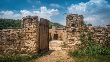 Gateway to the historic Anhatomirim stronghold, an ancient military defense structure