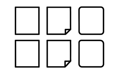 Set of page and rounded square icons in minimalist line style