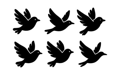 Fototapeta premium Silhouette of birds in flight: minimalist black bird shapes in motion