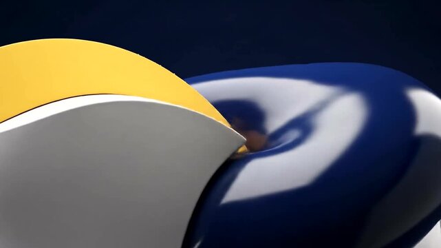 Close-up of glossy blue and white objects reflecting light against a dark background