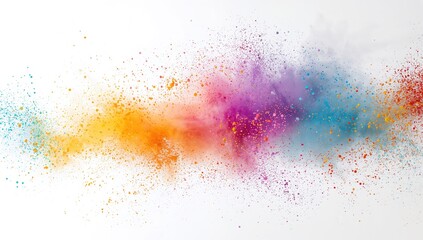 Explosions of vibrant colored dust captured in slow motion against a white backdrop