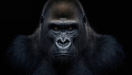 Fototapeta premium Black-themed portrait of a female gorilla