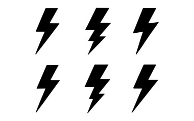 Bold lightning bolt icons set in minimalist black silhouette style