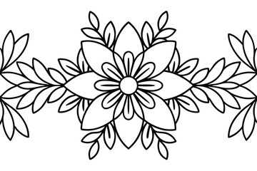 Obraz premium Elegant Floral Border Design with Intricate Details and Stylized Leaves for Creative Projects and Decorative Applications Suitable for Various Design Purposes