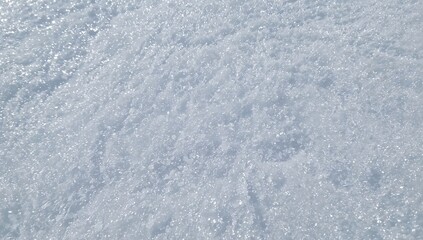 Obraz premium Detailed texture of pristine, glistening snowflakes freshly settled on the ground. Sunlight reflecting off the snow creates a sparkling winter scene. Ideal backdrop for holiday-themed designs.