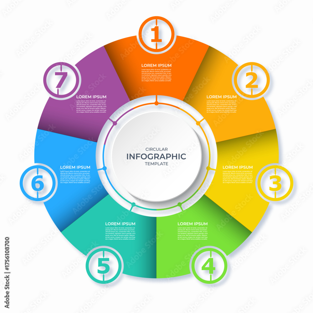 Canvas Prints infographic circular diagram with 7 steps. round chart with 7 options. vector template divided into 