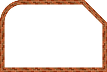 Snip and Round Single Side Rectangle frame brick brickwork brown border picture frame vintage retro antique handcraft framework architecture decorative element isolated background 