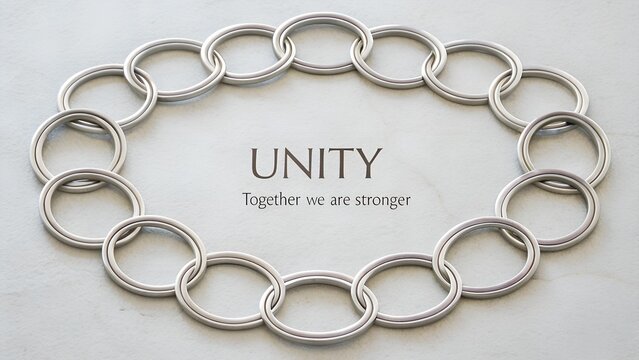 Chain of Silver Rings Forming Frame with Unity Text