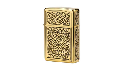 Polished Brass Lighter with Celtic-Inspired Engravings