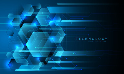 Abstract blue technology geometric cyber futuristic creative design modern background vector