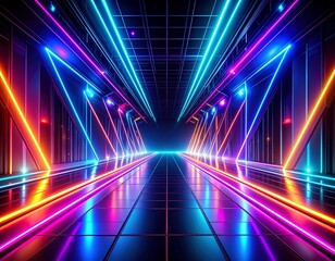 Futuristic Black Digital Perspective, Energetic Mood Angle Background Vibrant Wallpaper Wide Abstract Evoking Neon Art Lighting