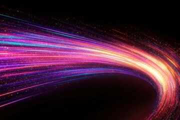 Flowing Light Trails: A mesmerizing display of vibrant, multicolored light trails streaks dynamically across a dark space, capturing the essence of speed and movement.