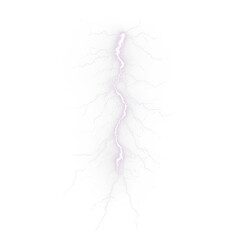 Lightning bolt illustration with intricate branching patterns, glowing white against a transparent background, ideal for creative projects and graphic design applications featuring natural phenomena