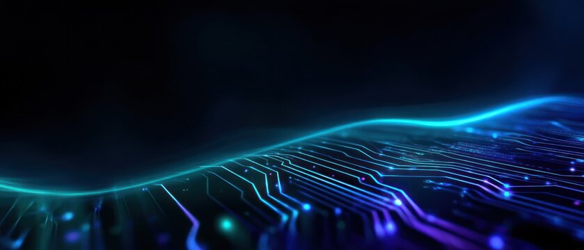 Abstract circuit board with glowing lines