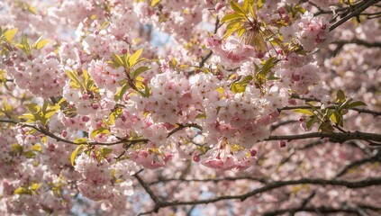 Obraz premium Spring season adorned with vibrant pink cherry blossoms