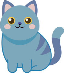  cute cartoon illustration of british shorthair cat transparent background