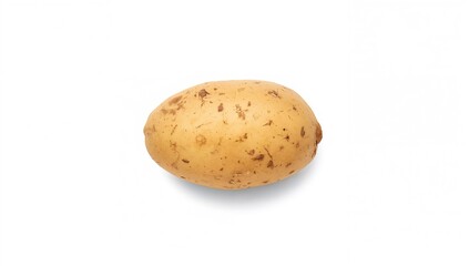 Fototapeta premium A single raw potato set against a plain white backdrop, symbolizing food and nature in different seasons