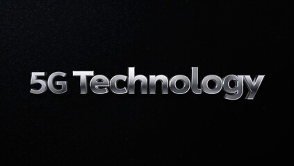 5G tech lettering in sleek silver shines brilliantly against a dark backdrop, showcasing modern typography with a futuristic vibe.
