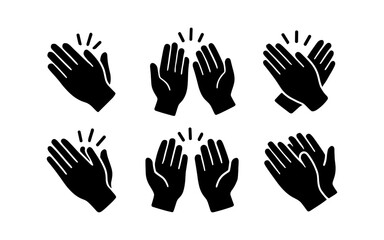 Obraz premium Set of clapping hands icons in silhouette style for celebration and applause themes