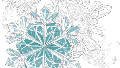 Geometric snowflakes in shades of blue and white create a wintery background