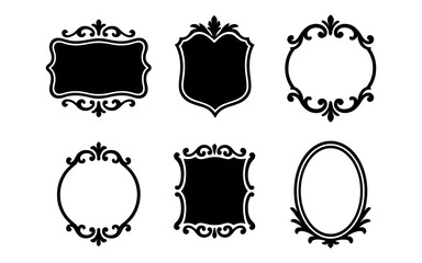 Elegant ornamental silhouette frames collection for decorative design projects