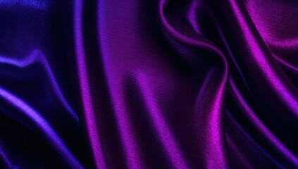 Obraz premium Silky satin fabric in shades of black, blue, violet, purple, maroon, red, and magenta with a radiant color gradient. Abstract colorful backdrop featuring draped curtains with gentle folds and a