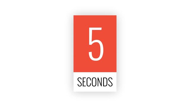 10-second countdown timer animation on white background in 4K
