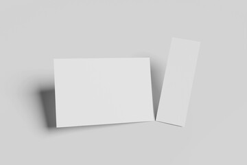 Blank minimalist wedding invitation mockup on white background. 3d rendering