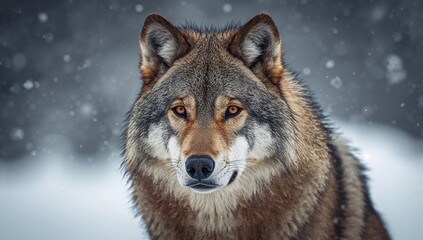 Stunning wild wolf amidst snow-covered wilderness
