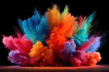Explosion of colored powder on black background