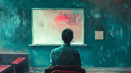 A student raising their hand in class.