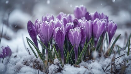 Close-up view of violet crocus blossoms