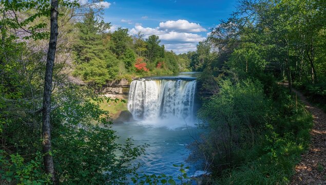 Stunning waterfall captured during early spring hike