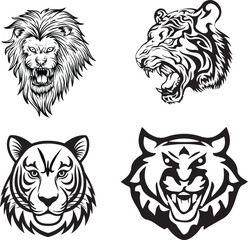 angry lion colorful illustration