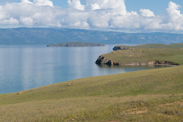 A sunny September day on the shore of Olkhon. Baikal Lake, Russia