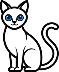 siamese cat outline art icon on transparent backgroud.