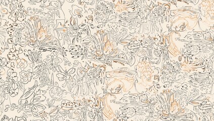 Fototapeta premium Seamless pattern created by hand drawing