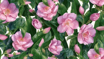 Obraz premium Vibrant magenta and violet blossoms encircled by lush foliage backdrop, motif, bloom, surface, artwork, warm season, outdoors, growth, greenery, pale